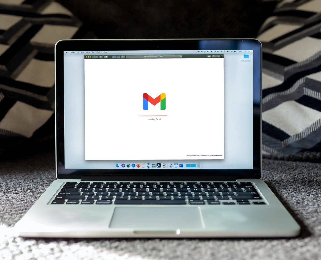 Laptop showing email interface